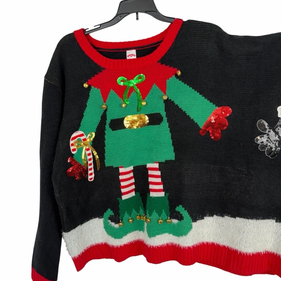 Holiday Time Two Person Ugly Christmas Sweater Elf Santa L/XL Couples Matching - Picture 4 of 9